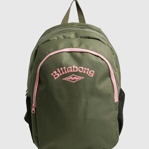 Billabong Forest Green Backpack with Pink Details